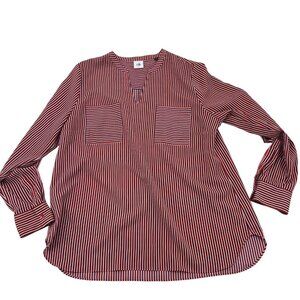 Striped Red & Blue Long Sleeve Tunic Blouse By Cabi Size L